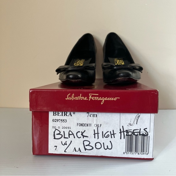 Salvatore Ferragamo “the Beira” 7cm Black Bow Heels size 7 - Picture 12 of 12